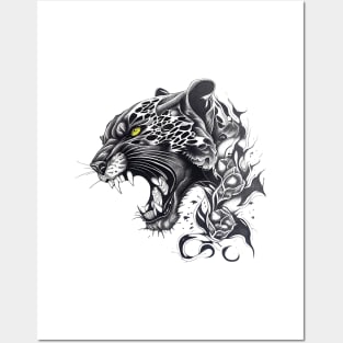 Panther Wild Animal Nature Illustration Art Tattoo Posters and Art